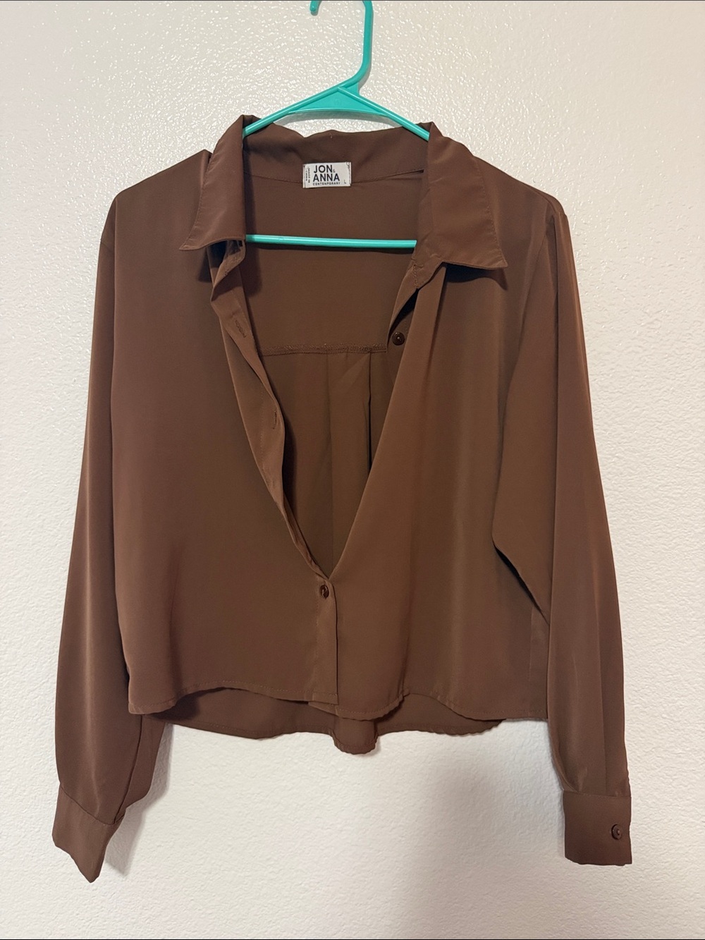 Jon & Anna Chocolate Brown Cropped Button-Down Shirt